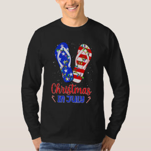 Christmas In July 4th Of July Flip Flop Us Flag T-Shirt