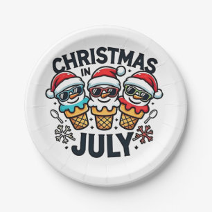 Christmas in July 4th of July Ice Cream USA  Paper Plate