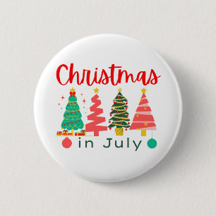 christmas in july 6 cm round badge