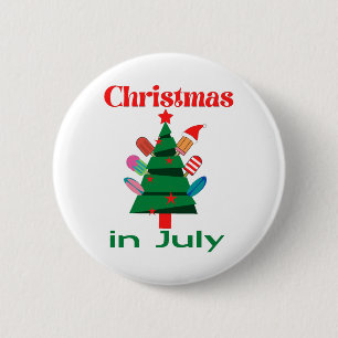 Christmas in july 6 cm round badge