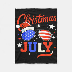 Christmas In July And Patriotic 4th Of July Indepe Fleece Blanket