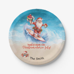 Christmas in July at the beach Paper Plate