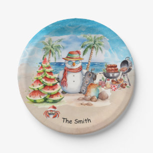 Christmas in July at the beach Paper Plate