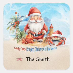 Christmas in July at the beach  Square Sticker