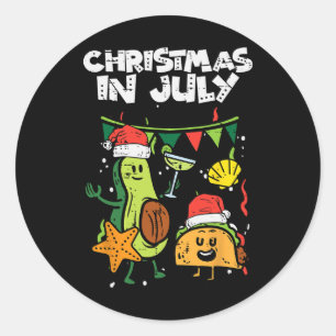 Christmas In July Avocado Taco Summer Mexican Men  Classic Round Sticker