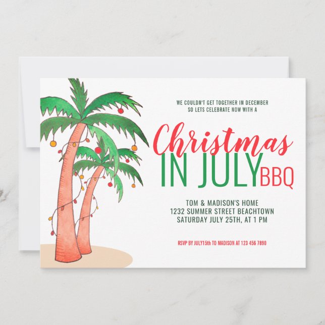 Christmas in July BBQ Party Invitation (Front)