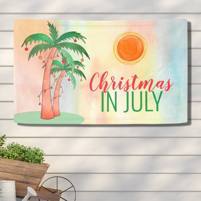 Christmas in July BBQ Party Palm Trees Banner (Creator Uploaded)