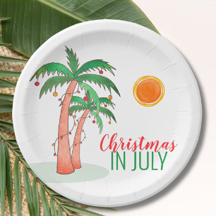 Christmas in July BBQ Party Palm Trees Paper Plate