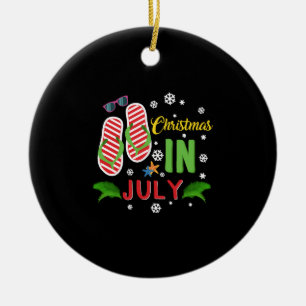 Christmas In July Beach Flip Flops Sunglasses Sun Ceramic Tree Decoration
