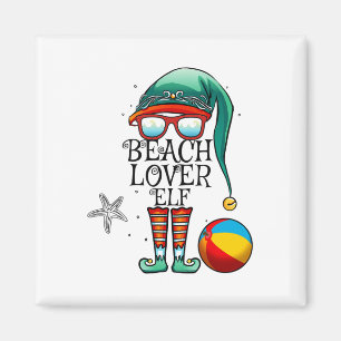 Christmas In July Beach Lover Elf Matching Family Magnet