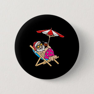 Christmas In July Beach Summer Santa 6 Cm Round Badge