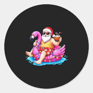 Christmas in july beach summer santa boys mens classic round sticker