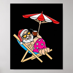 Christmas In July Beach Summer Santa Poster