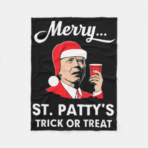 Christmas In July Biden Santa Merry St Patty's Fun Fleece Blanket