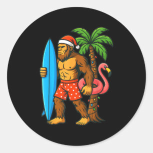 Christmas In July Bigfoot Hawaiian Xmas Palm Tree  Classic Round Sticker