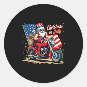 Christmas In July Biker Santa American Funny Summe Classic Round Sticker