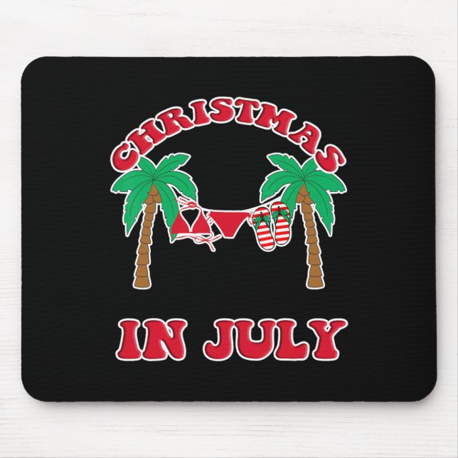 Christmas In July Bikini Flip Flops Palm Tree  Mouse Mat (Front)