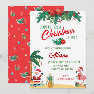 Christmas in July Birthday Invitation