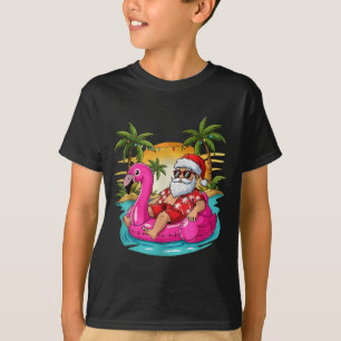 Christmas in july boys kids santa flamingo summer T-Shirt