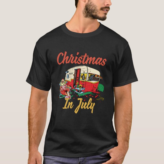 Christmas In July Camping Camper Swea T-Shirt (Front)