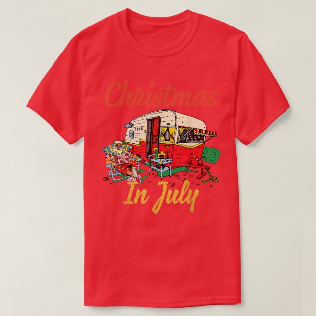 Christmas In July Camping Camper  T-Shirt (Design Front)
