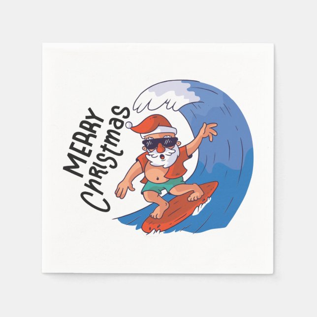 Christmas in July Card Classic Round Sticker Napkin (Front)