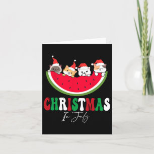 Christmas In July Cats Lover Santa Hat Summer Vaca Card