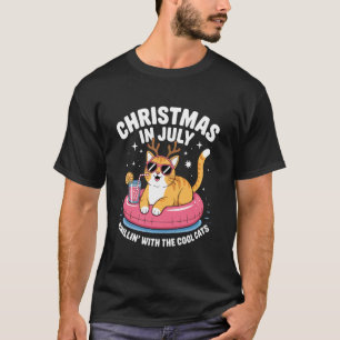 Christmas In July Chillin Cool Cats Funny Meowy Xm T-Shirt