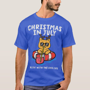 Christmas In July Chillin Cool Cats Funny Meowy Xm T-Shirt