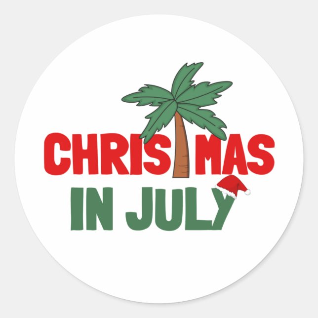 CHRISTMAS IN JULY CLASSIC ROUND STICKER (Front)