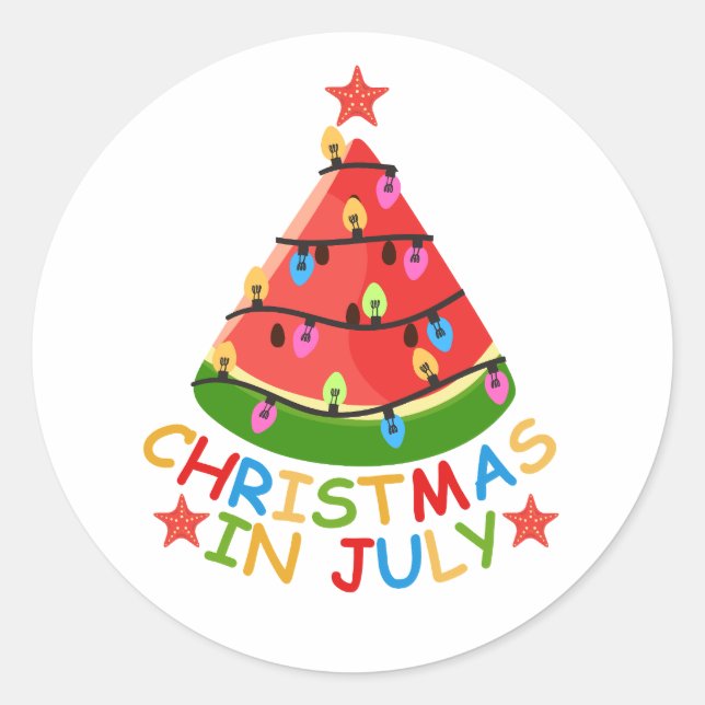 CHRISTMAS IN JULY CLASSIC ROUND STICKER (Front)