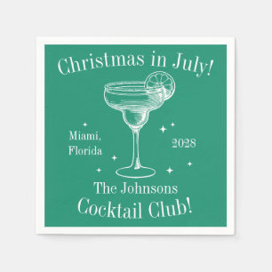 Christmas in July Cocktail Party Green Napkin
