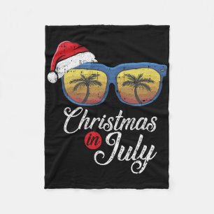 Christmas In July Cool Hawaiian Beach Summer Vacat Fleece Blanket