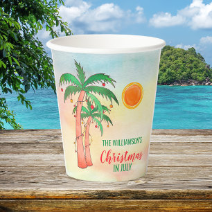 Christmas in July Custom Name Party Paper Cups