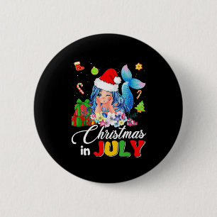 Christmas In July Cute Anime Mermaid Santa Hat Sum 6 Cm Round Badge