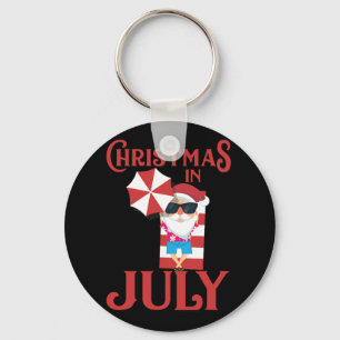 Christmas In July Cute Beach Santa Claus Gift Key Ring