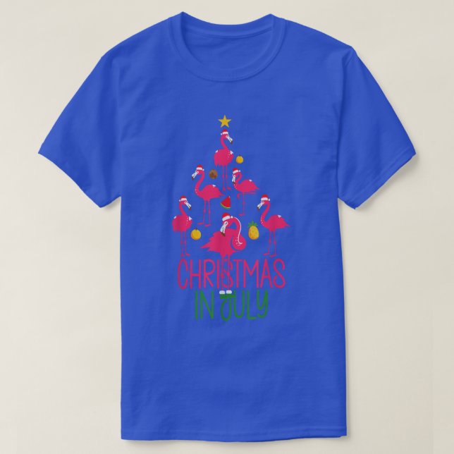 Christmas In July Cute Flamingo  T-Shirt (Design Front)