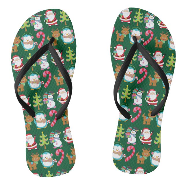 Christmas in July Cute Green Flip Flops (Footbed)