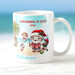 Christmas In July Cute Santa Tropical Summer Coffee Mug