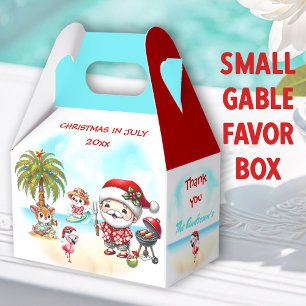 Christmas In July Cute Santa Tropical Summer Gable Favour Box