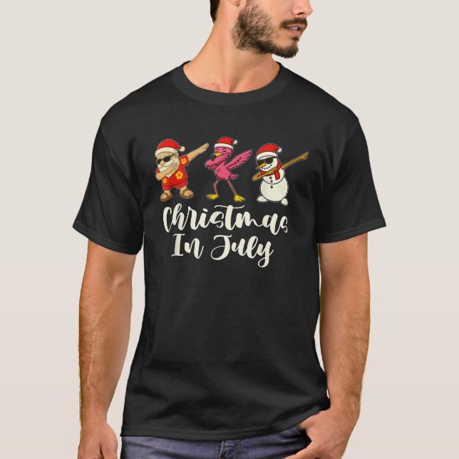 Christmas In July Dabbing Santa Flamingo Kids Todd T-Shirt (Front)