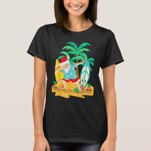 Christmas in July Dabbing Santa  Tropical Christma T-Shirt