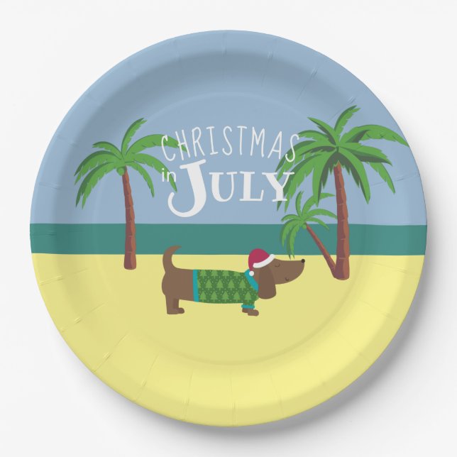 Christmas in July Dachshund Party   Paper Plate (Front)