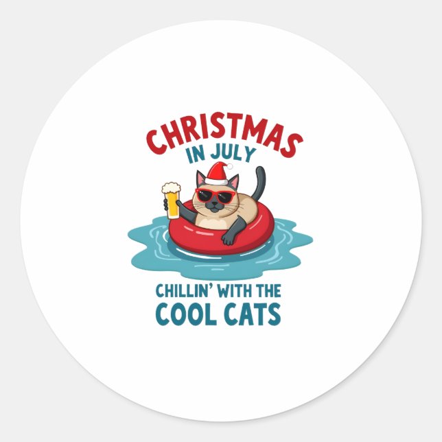 Christmas In July Daddy Mommy Chillin With The Sia Classic Round Sticker (Front)