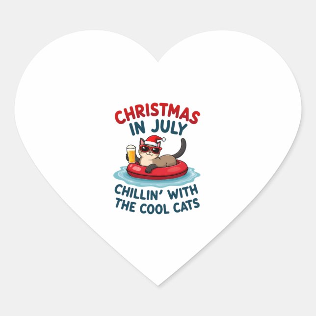 Christmas In July Daddy Mommy Chillin With The Sia Heart Sticker (Front)