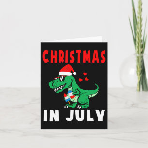 Christmas In July Dinosaur Ice Pops Xmas Santa Hat Card
