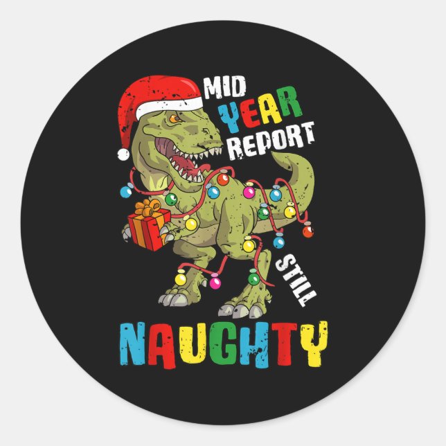 Christmas In July Dinosaur T Rex Summer Kids Boys  Classic Round Sticker (Front)