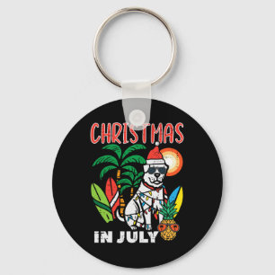 Christmas In July Dog Lover Beach Xmas Summer Men Key Ring