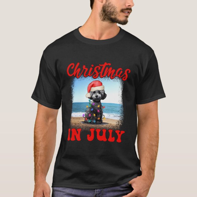 Christmas In July Dog Lover Xmas Funny Poodle Mum  T-Shirt (Front)