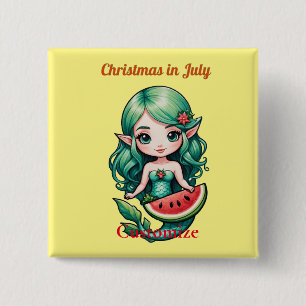 Christmas in July Elf  Mermaid Thunder_Cove  15 Cm Square Badge